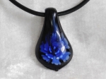 Glass Necklace Style 3 Dark Blue 4mm Leather Cord